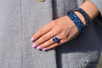 Bransoletka damska Swarovski granatowy kryszta. Bransoletka wykonana z czarnej Alcantary® oraz ekskluzywnych kryształów Swarovski® crystals  (2).JPG